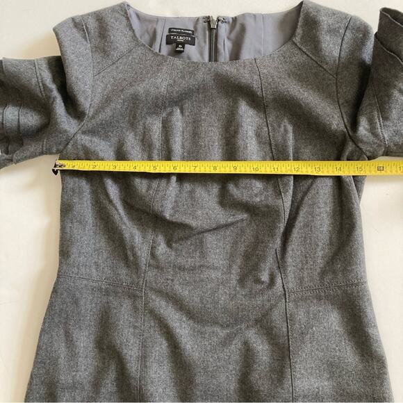 Italian Flannel Dress Talbots Ruffle Sleeve Shift Dress Gray Size 4P - Picture 8 of 10